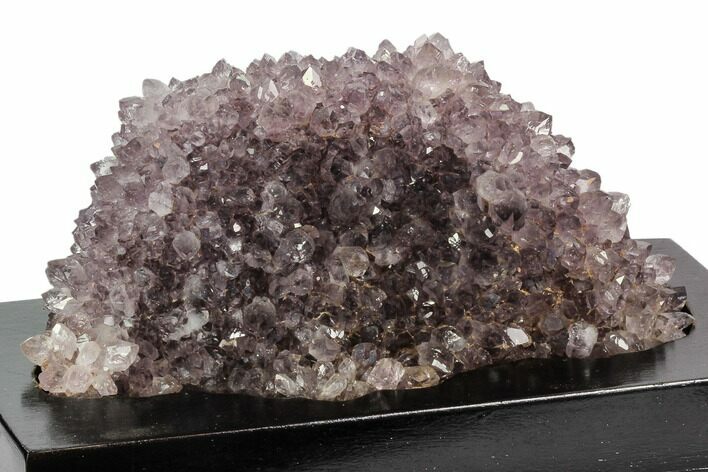 Wide, Purple Amethyst Crystal Cluster On Wood Base - Uruguay #101458